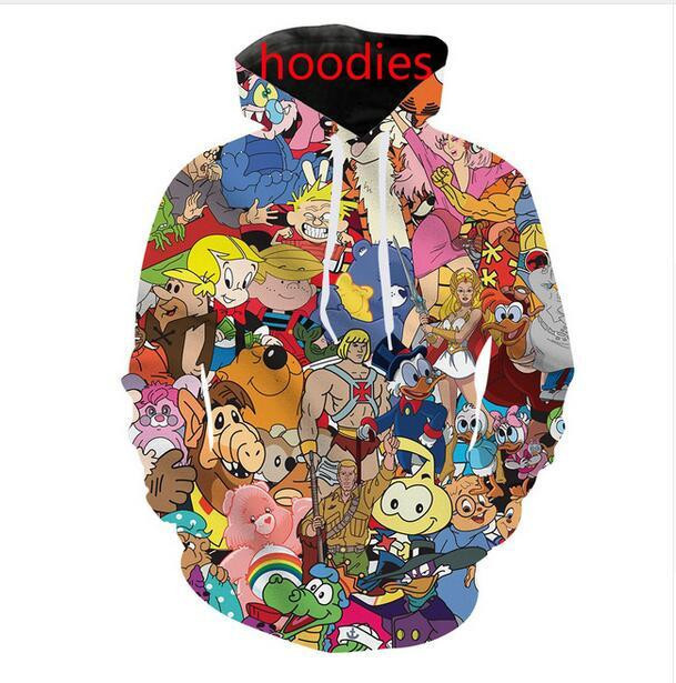 Hot Fashion Harajuku Style Cartoons Collage 80s Hoodies 3d Print Unisex Tops Hoodie