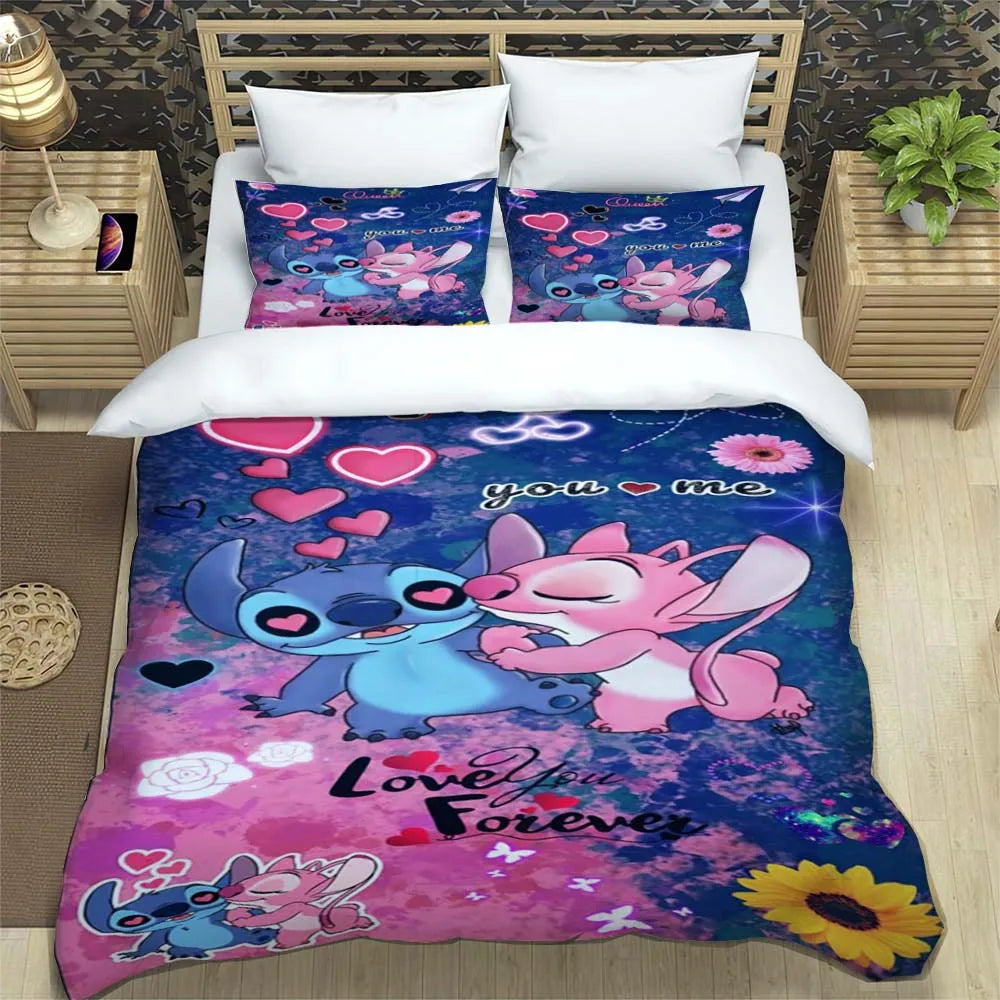 Stitch Bedding Set DN Angel Kisses Stitch Love You Forever Duvet Covers Pink