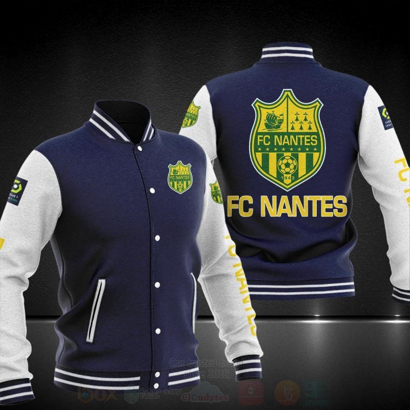 FC Nantes Dark Blue White Baseball Jacket