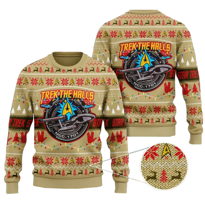 Trek The Halls Star Trek Ugly Sweater