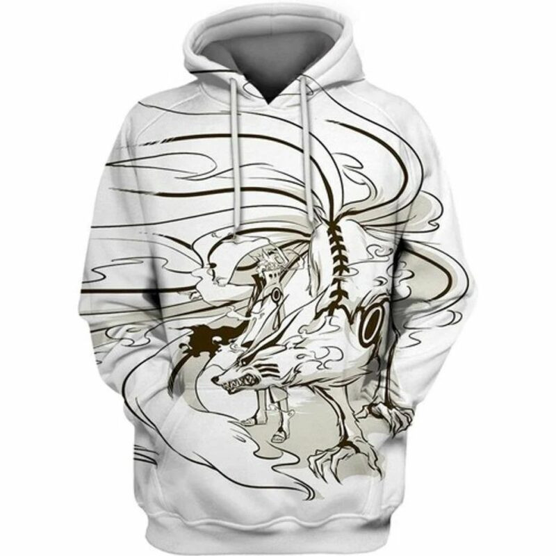 Kurama With Naruto Anime All Over Printing 3d Hoodie