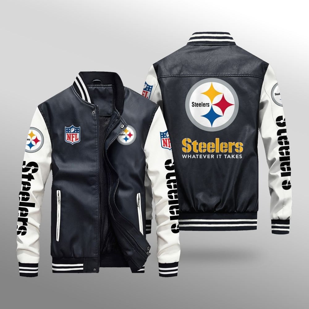 Pittsburgh Steelers Leather Bomber Jacket BG45