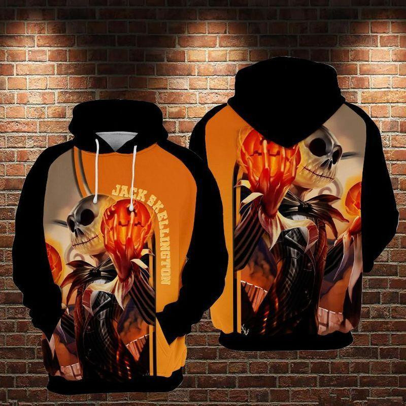 Jack Skellington Pumpkin King Black Orange 3d Hoodie Zip Hoodie
