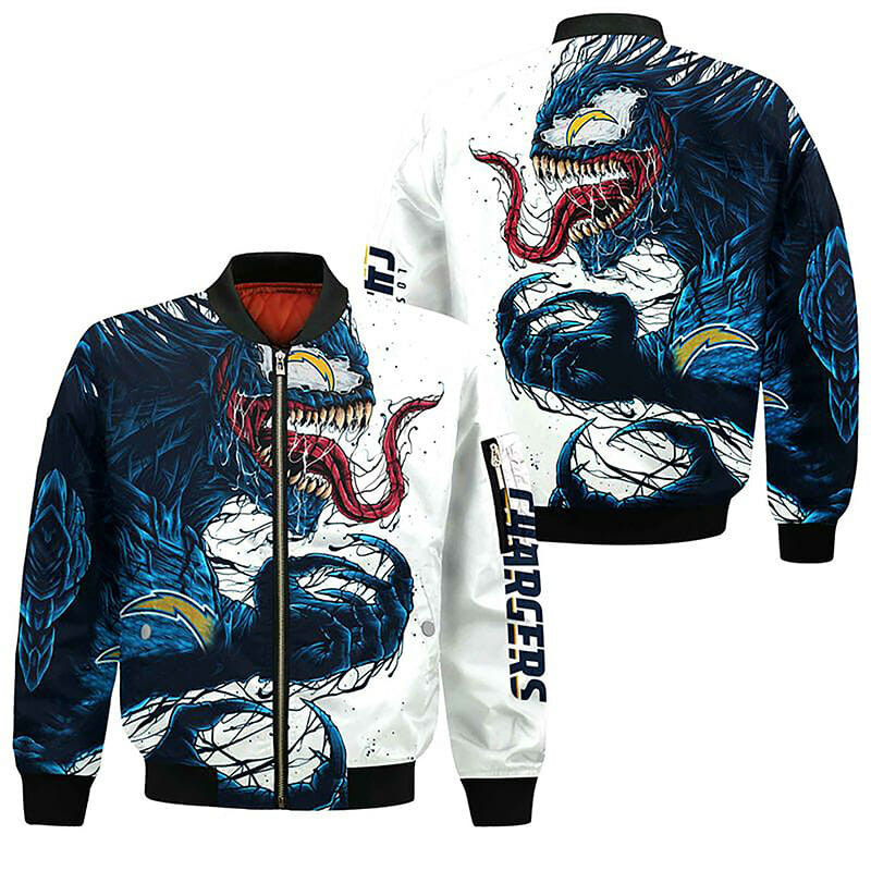 Los Angeles Chargers Black Blue Monster Bomber Jacket
