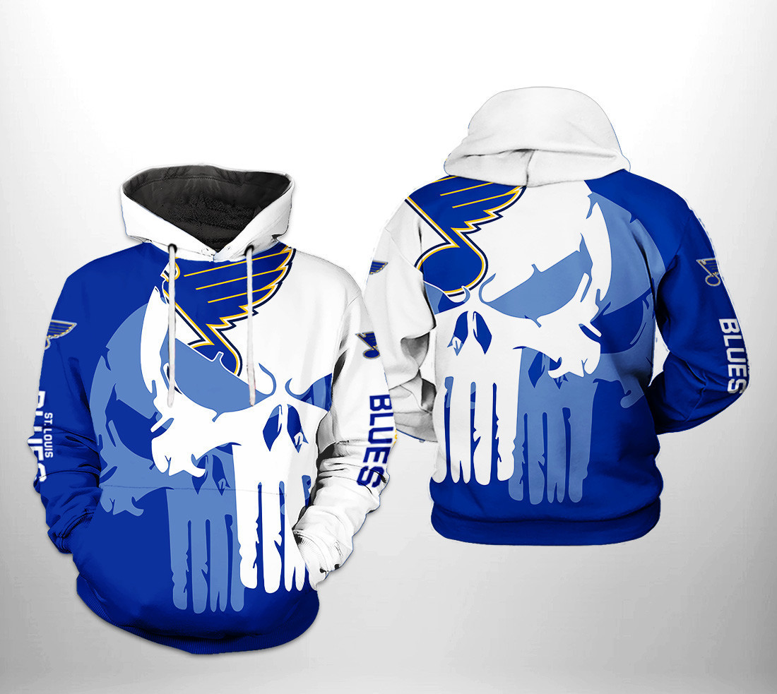 St. Louis Blues Team Skull 3D All Over Print Hoodie & Zip Hoodie