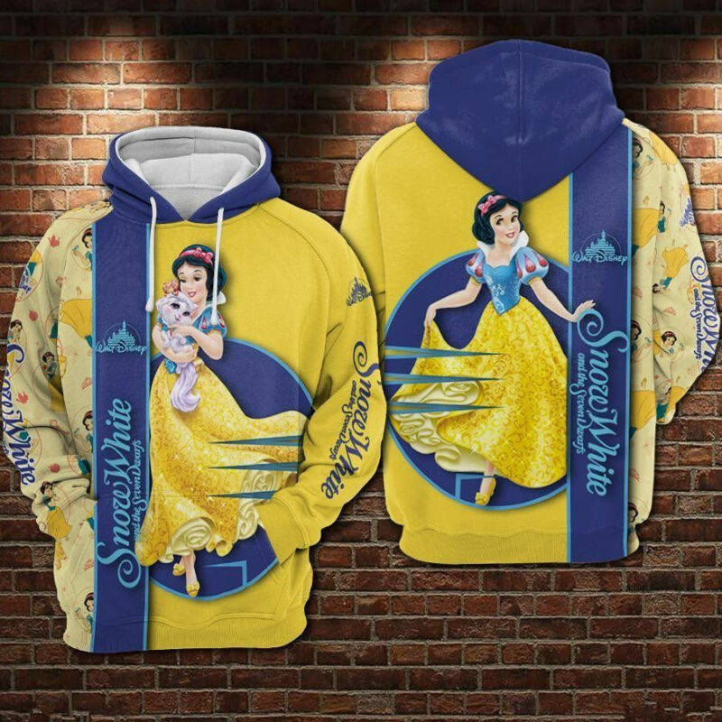 Snow White And The Seven Dwarfs Blue Yellow 3d Hoodie Zip Hoodie