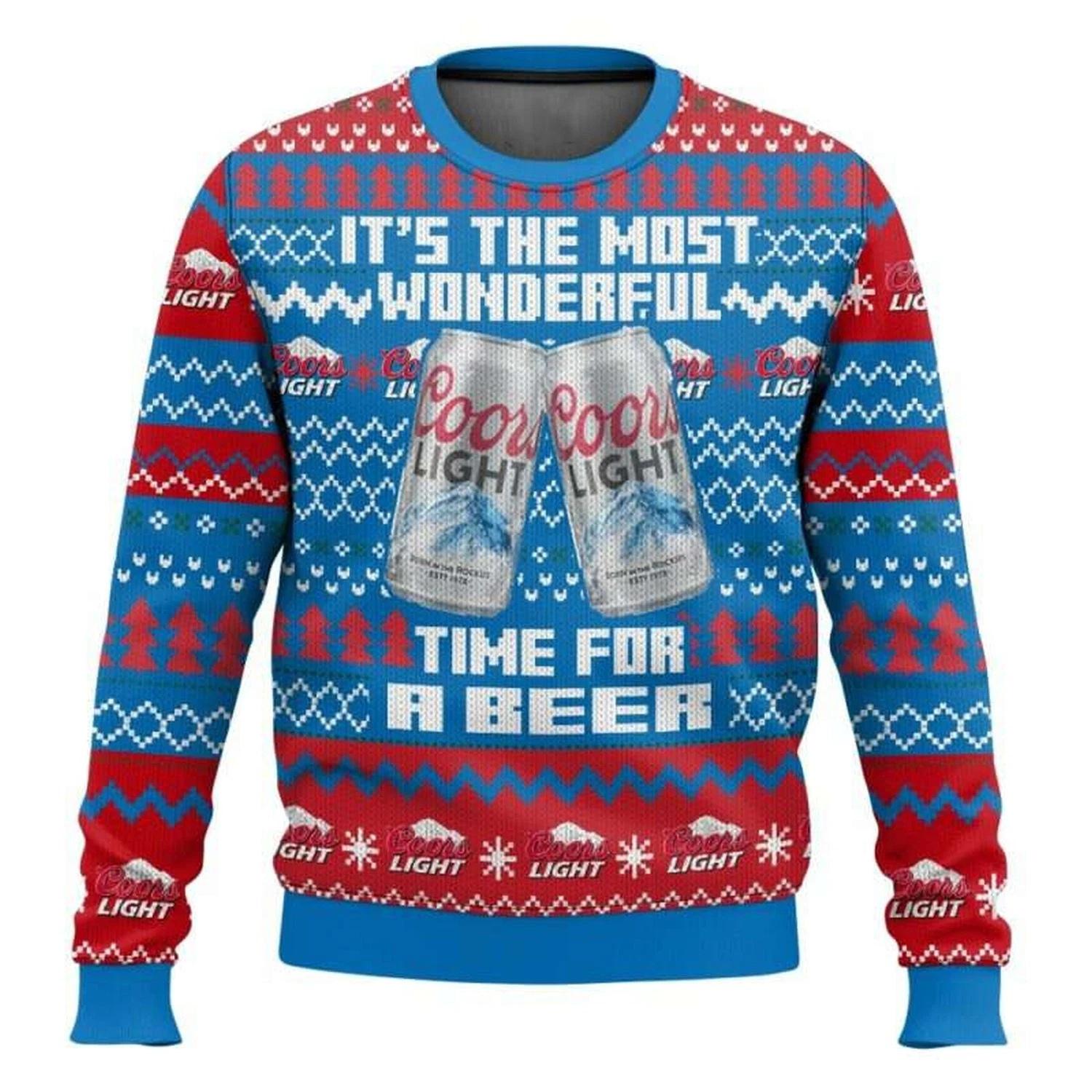 Its The Most Wonderful Time For A Coors Light Ugly Christmas Sweater