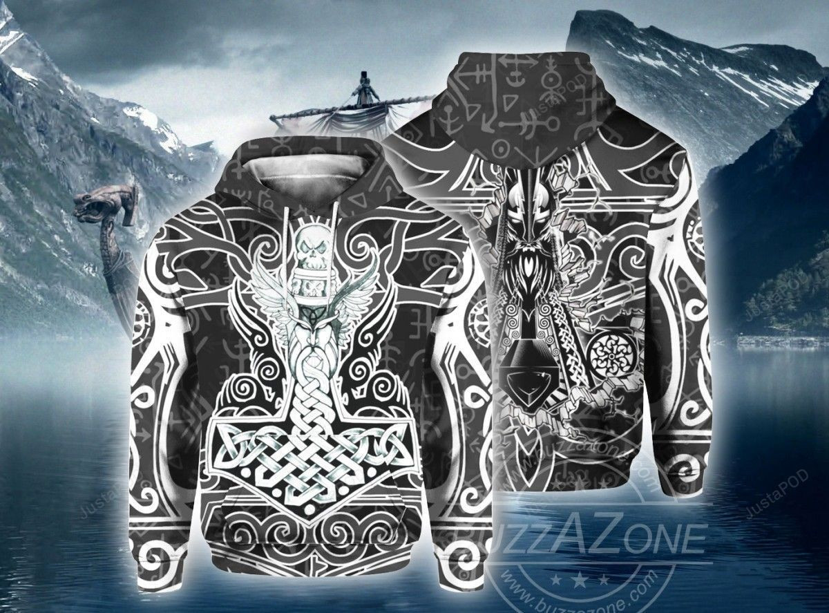 Viking Odin Thor Hammer 3D All Over Print Hoodie & Zip Hoodie