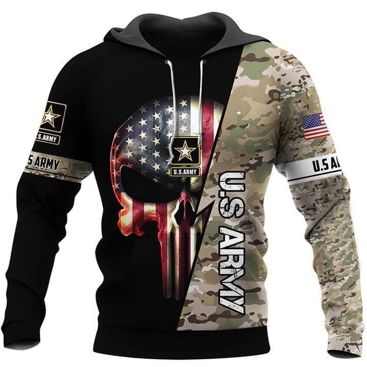Us Army Us Flag America Skull 3D All Over Print Hoodie & Zip Hoodie