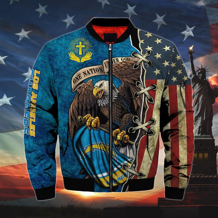 One Nation Under God Los Angeles Chargers Bomber Jackets