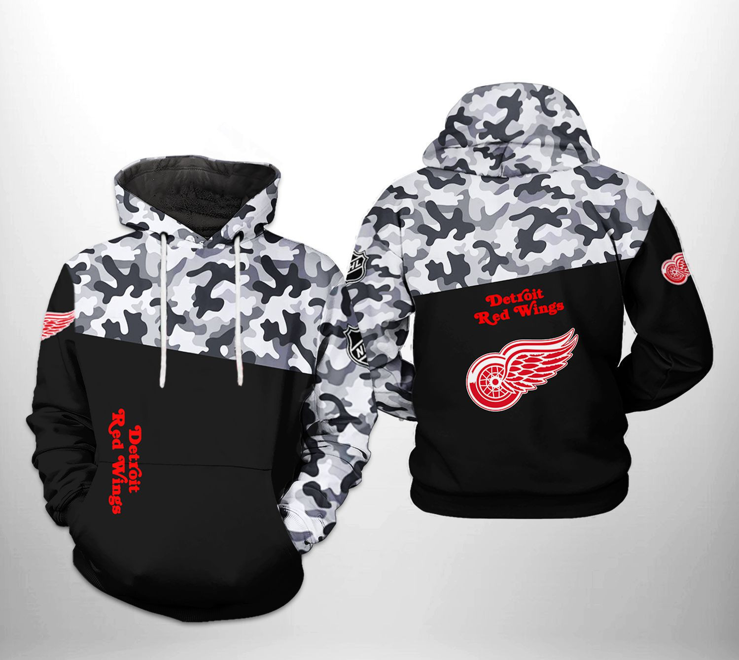 Detroit Red Wings Camo Veteran 3D All Over Print Hoodie & Zip Hoodie