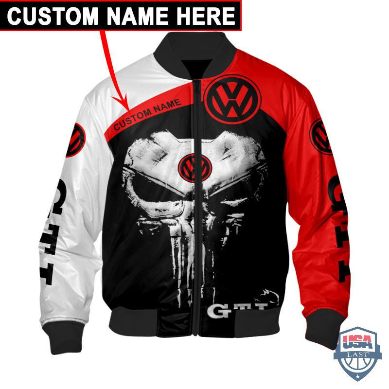 Volkswagen Gti Punisher Skull Custom Name Bomber Jacket