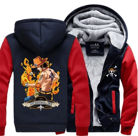 One Piece Anime Portgas D. Ace Fire Fan Gift, One Piece Anime Portgas D. Ace Fire Fleece Jacket 22