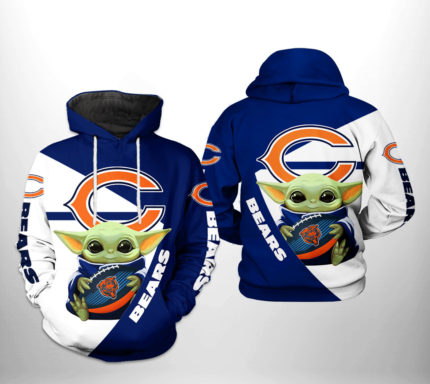 Chicago Bears Baby Yoda Team 3D All Over Print Hoodie & Zip Hoodie