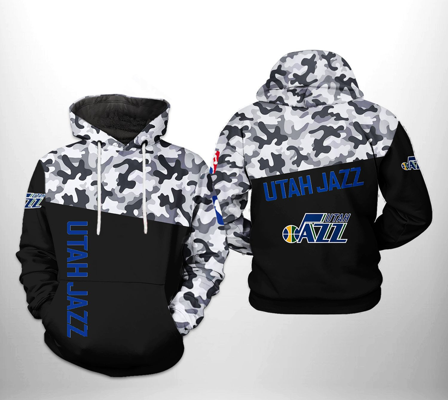 Utah Jazz Camo Veteran Team 3D All Over Print Hoodie & Zip Hoodie