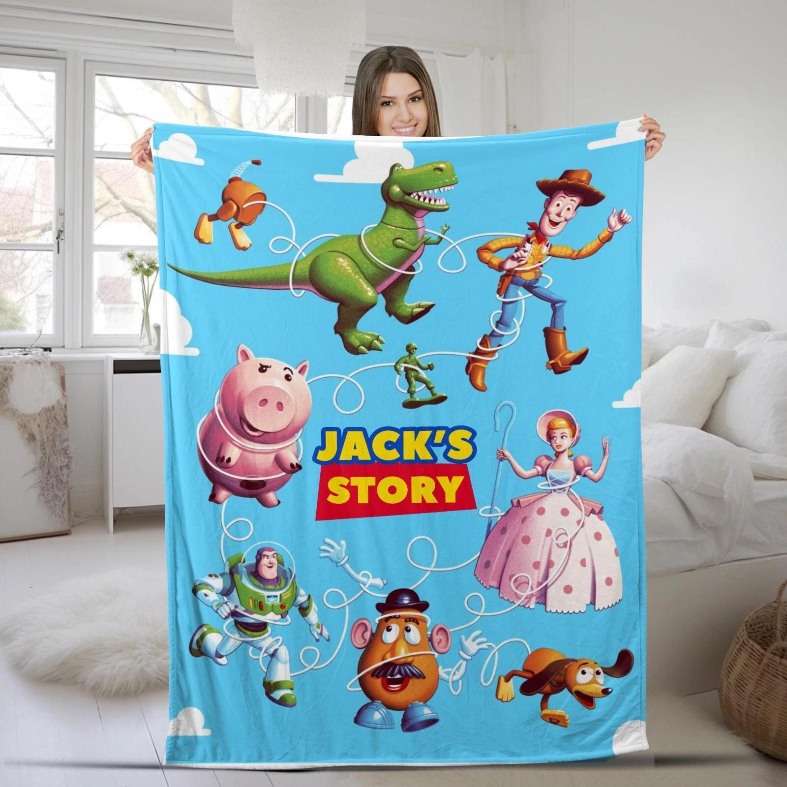 Personalized Name Toy Story Characters Fleece Sherpa Blanket