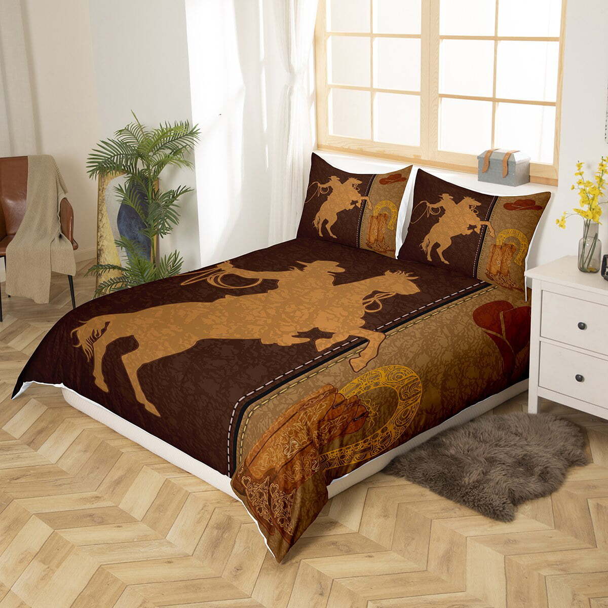 Horse Bedding Set Cowboy Riding Horse Silhouette Duvet Covers