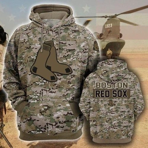 Boston Red Sox Camouflage Veteran 3D All Over Print Hoodie & Zip Hoodie