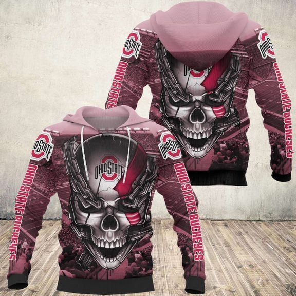 Ohio State Buckeyes Meta Skull 3D All Over Print Hoodie & Zip Hoodie