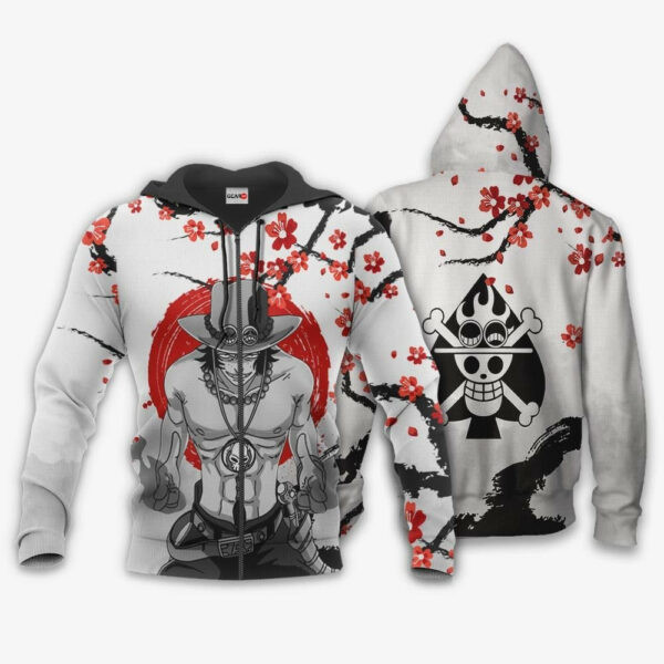 Portgas D. Ace Japan Cherry Blossoms One Piece Anime 1k671 Cartoon Graphic Outfits Aop 3d Hoodie, Zip Hoodie 2663