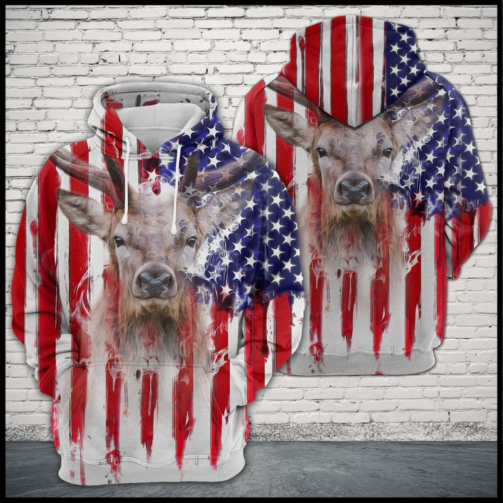 Deer Usa Flag 3D All Over Print Hoodie & Zip Hoodie