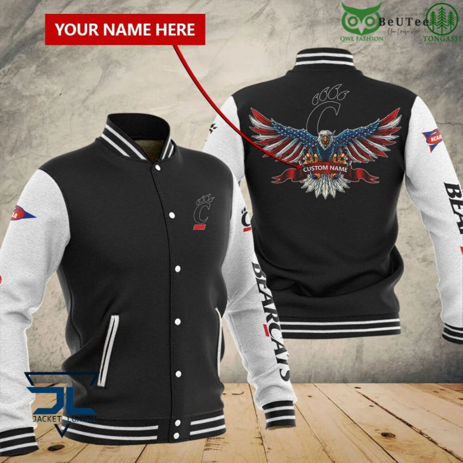 Cincinnati Bearcats Custom Name Black Baseball Jacket