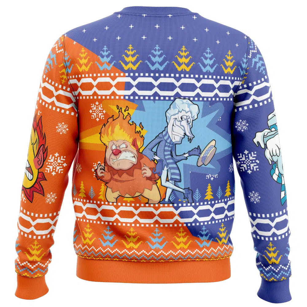 Heat and Snow Miser The Year Without a Santa Claus Ugly Christmas Sweater 2025