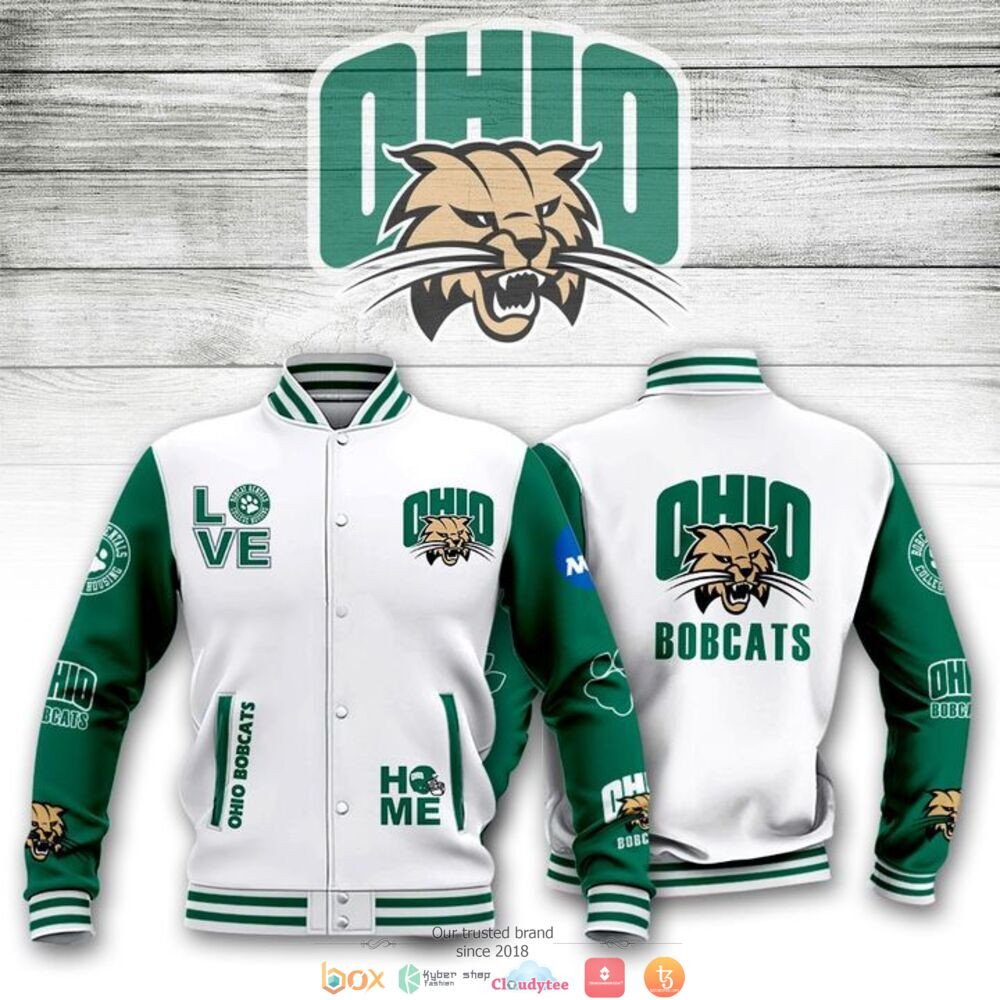 Ohio Bobcats Green White Baseball Jacket