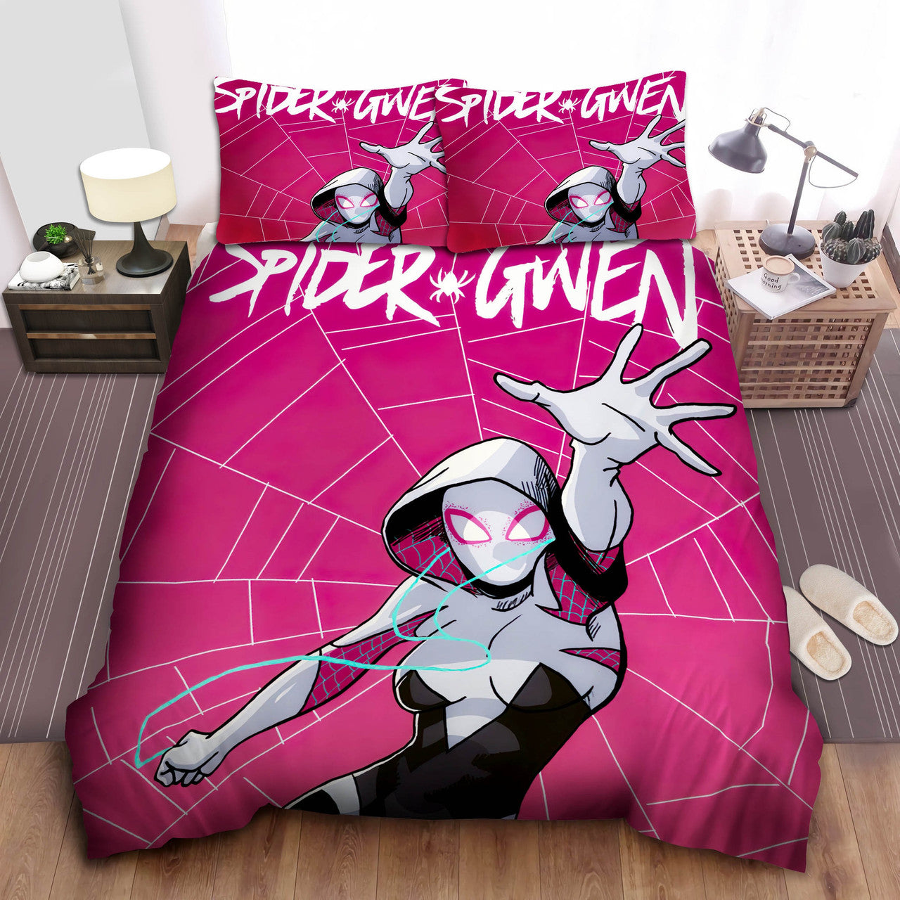 Spiderman Bedding Set MV Spider-Gwen Web Pattern Duvet Covers