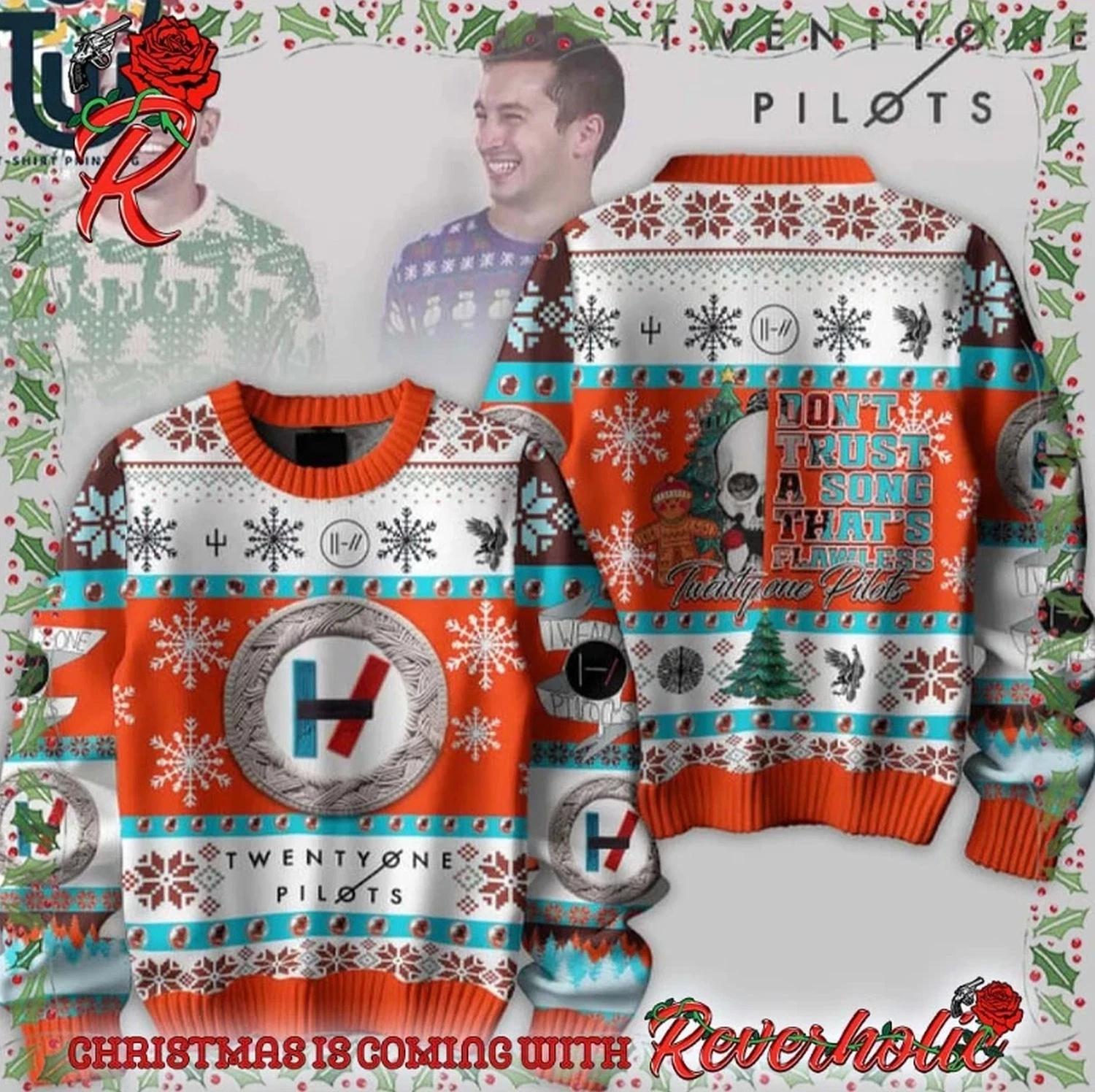 Twenty One Pilots Dont Trust A Song Skeleton Ugly Christmas Sweater