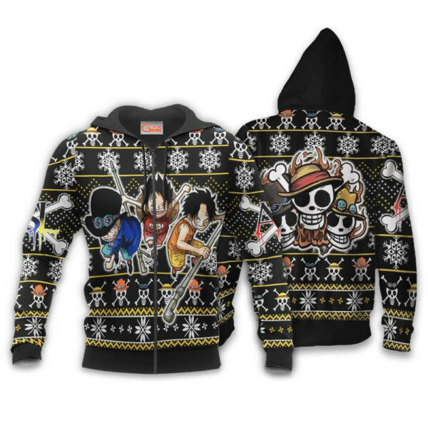 Asl Pirates Ugly Christmas Sweater One Piece Anime 1k486 Cartoon Graphic Outfits Aop 3d Hoodie, Zip Hoodie 1737