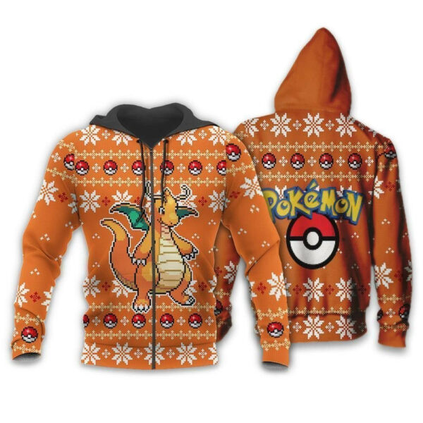 Dragonite Anime Pokemon Ugly Christmas Sweater 1k818 Cartoon Graphic Outfits Aop 3d Hoodie Zip Hoodie 612