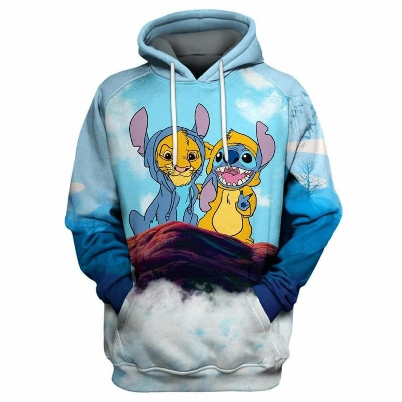 Baby Simba And Stitch Cute Lover 3d Hoodie Zip Hoodie