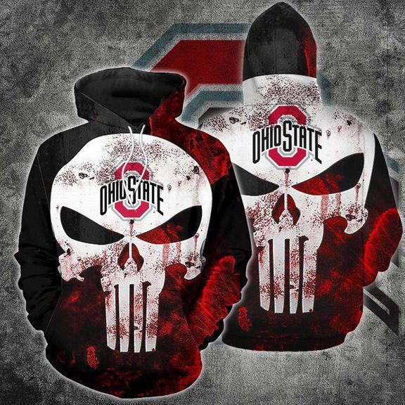 Ohio State Skull 3D All Over Print Hoodie & Zip Hoodie
