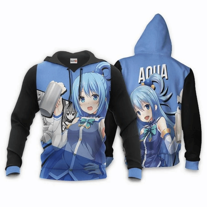 Aqua Konosuba God?s Blessing On This Wonderful World 3d Hoodie Zip Hoodie