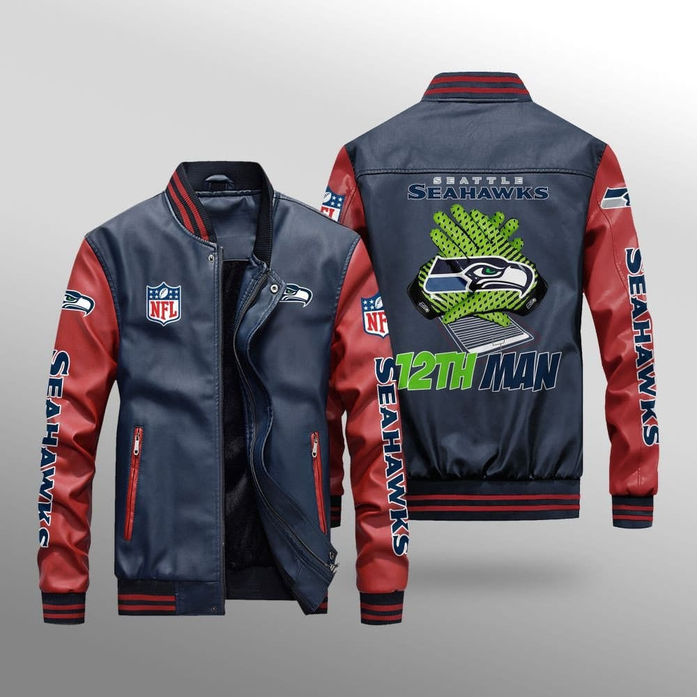 Seattle Seahawks Leather Bomber Jacket BG32
