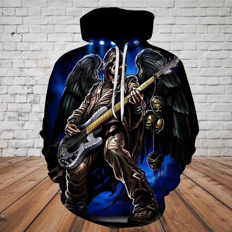 Heavy Metal Skeleton Blue Good 3d Hoodie Zip Hoodie