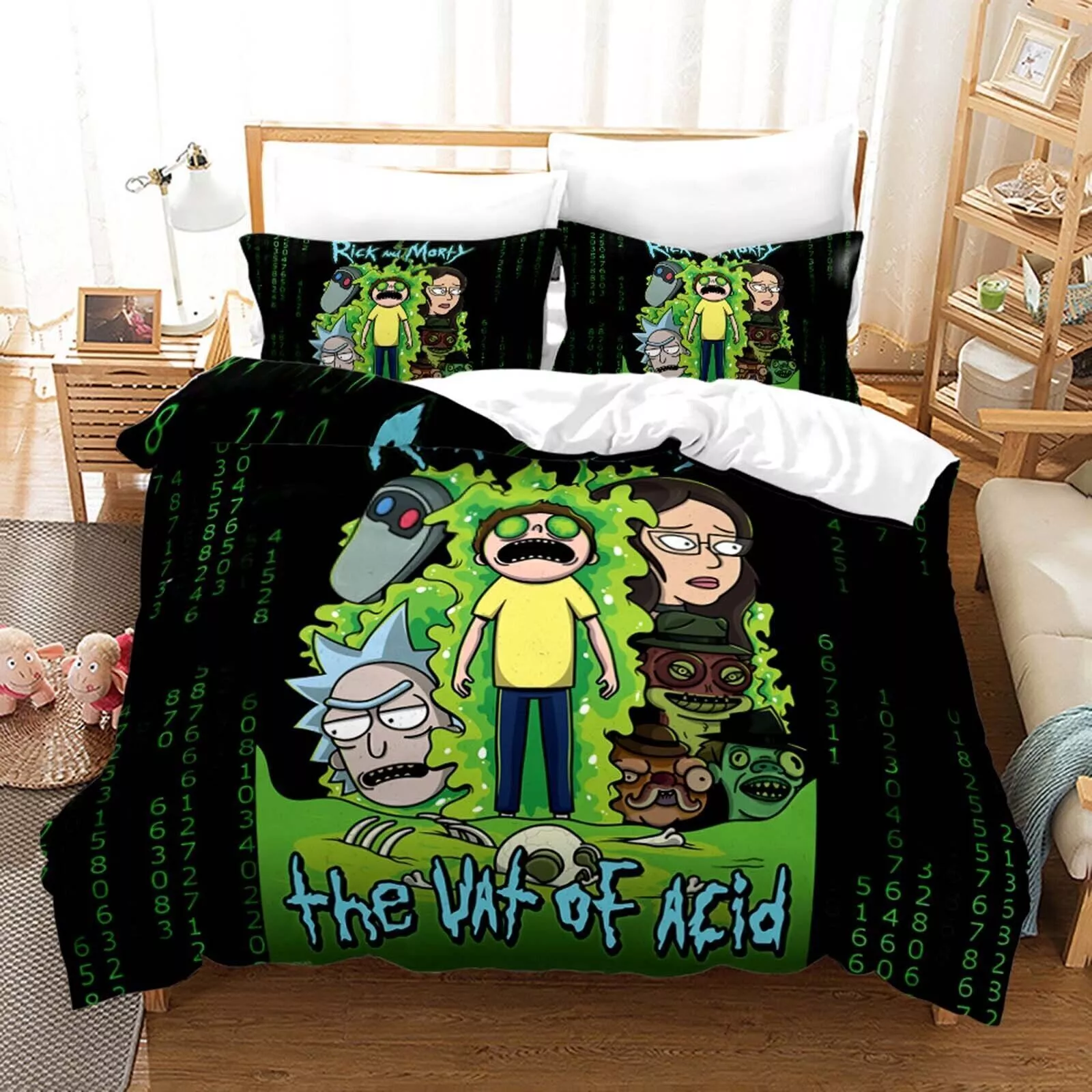 Rick And Morty Bedding Set Rick And Morty The Vat Of Acid Duvet Covers Black