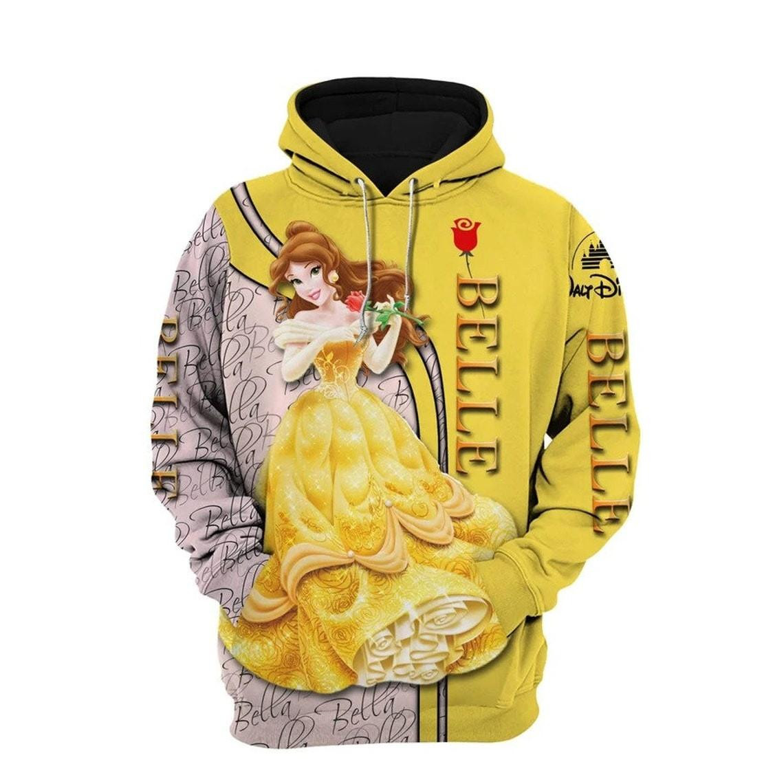 Princess Belle Fan Gift, Princess Belle Gift, Cartoon Graphic Outfits Aop Hoodie, Zip Hoodie