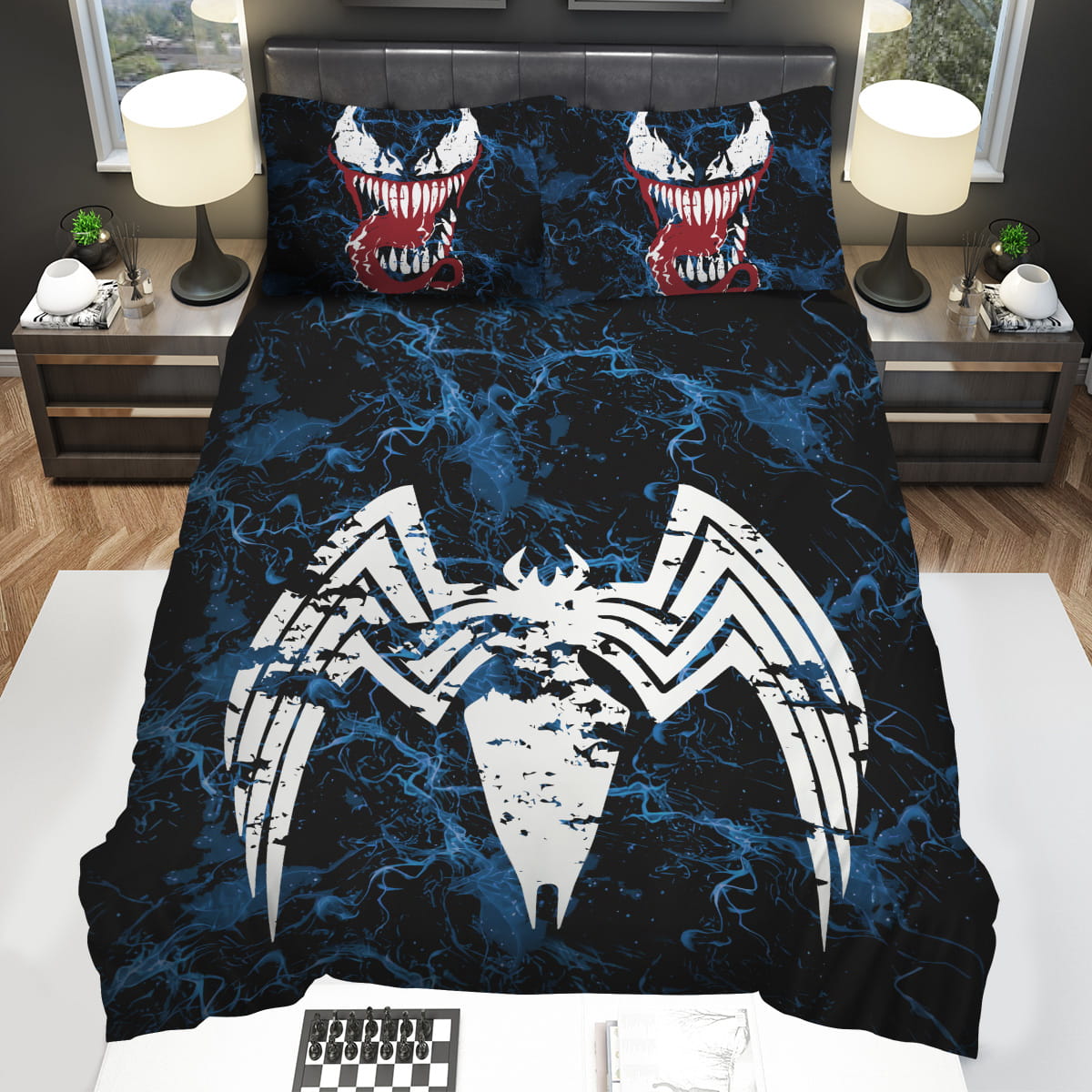 Venom Bedding Set MV Venom Spider Symbol Duvet Covers Black