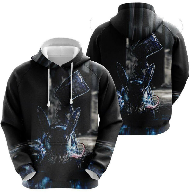 Pikachu Venom Pokemon Crossover Black 3d Hoodie Zip Hoodie