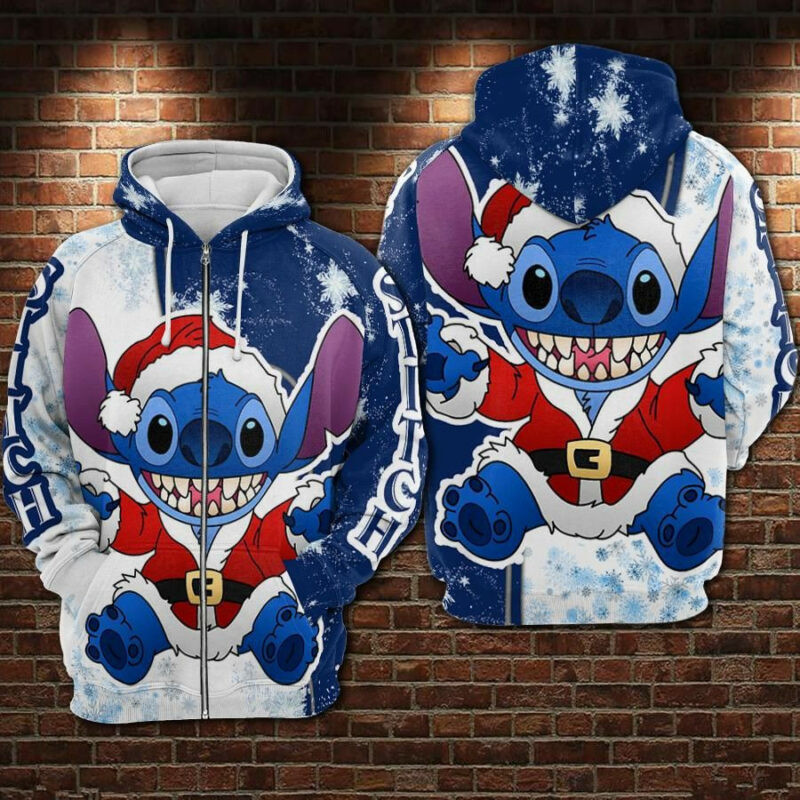 Stitch Noel Cartoon Lilo And Stitch Over Print 3d Hoodie Zip Hoodie