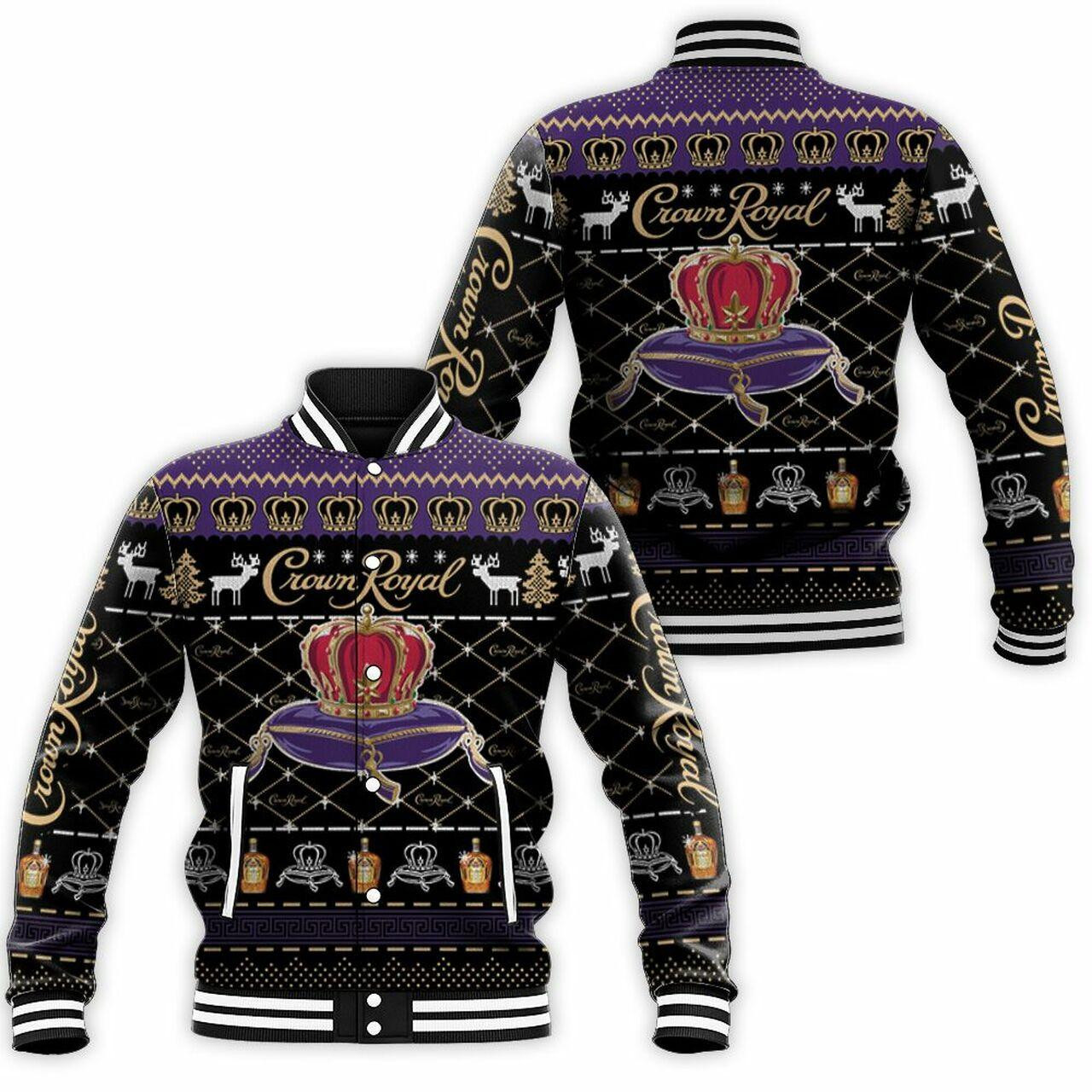 Crown Royal Whisky Wine Ugly Christmas Baseball Jacket