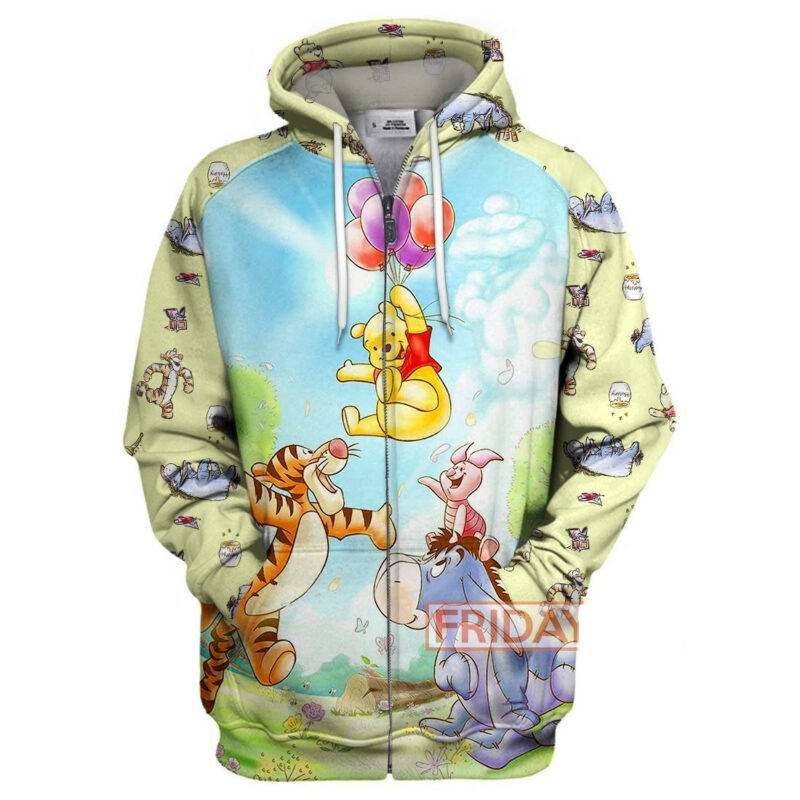 T-shirt Pooh And Friends Tigger Eeyore Piglet Emoji Cartoon 3d Print T-shirt Hoodie Adult Full Print