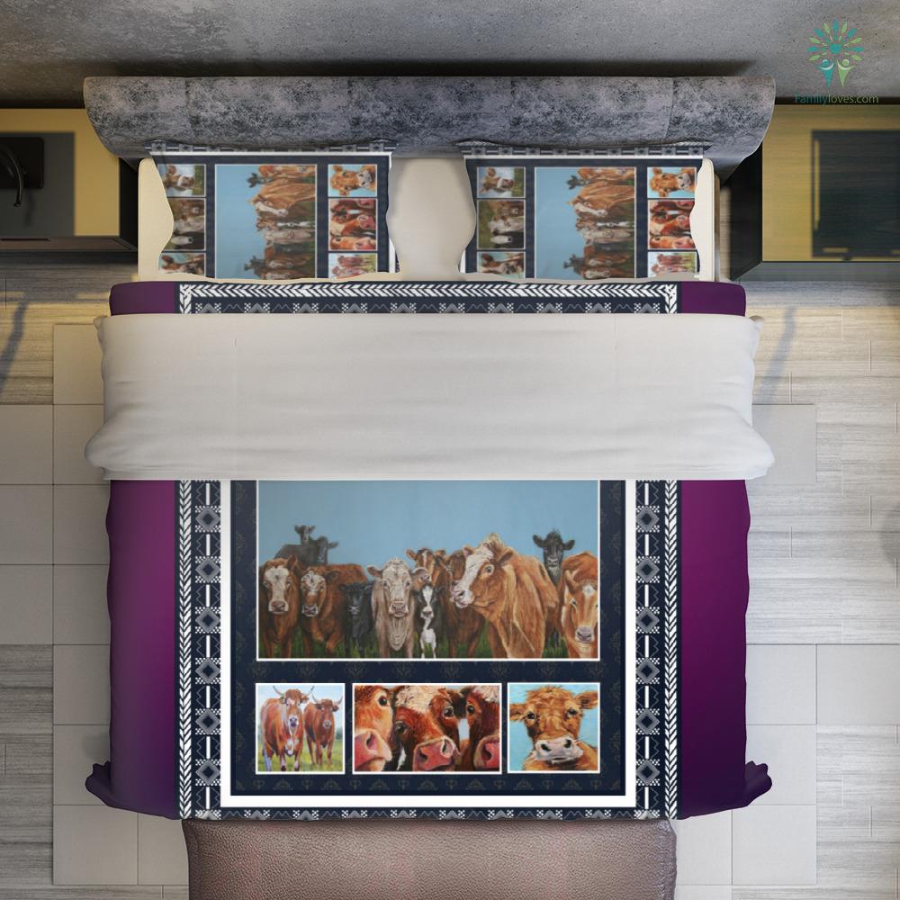 Cow Bedding Set Farming Cow Graphic Pattern Duvet Covers Black