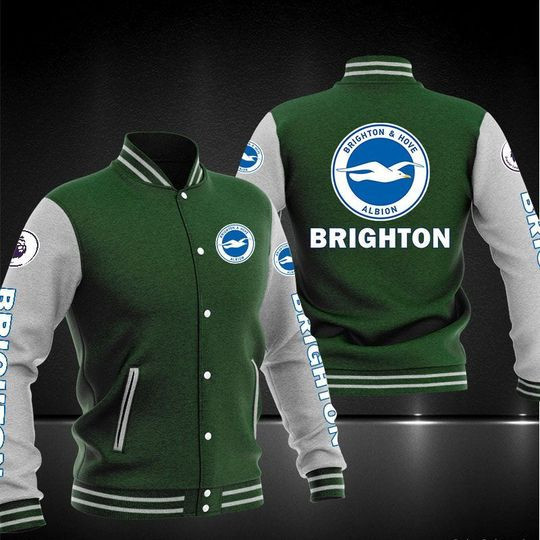 Brighton & Hove Albion FC Green Grey Baseball Jacket