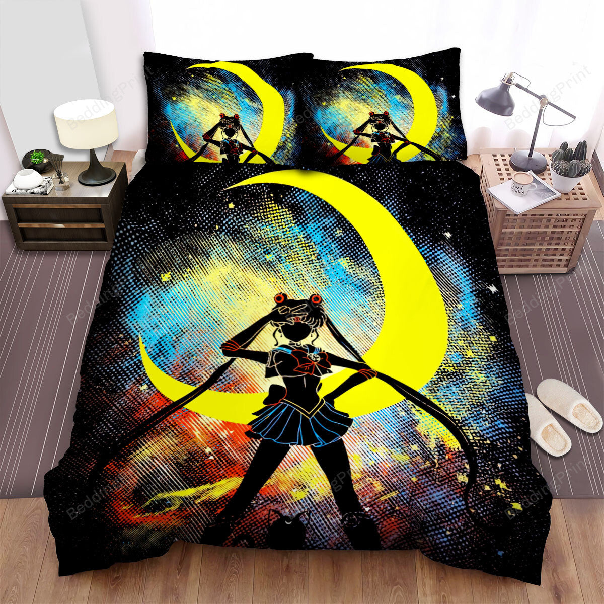 Sailor Moon Bedding Set Sailor Moon Silhouette Fighting Pose Duvet Covers