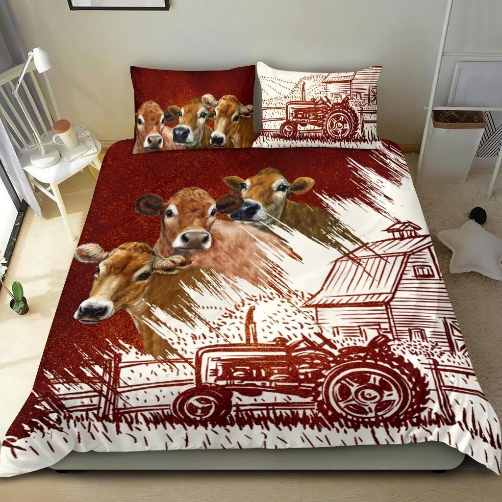 Cow Bedding Set Cow Tractor Farmer Graphic Duvet Covers
