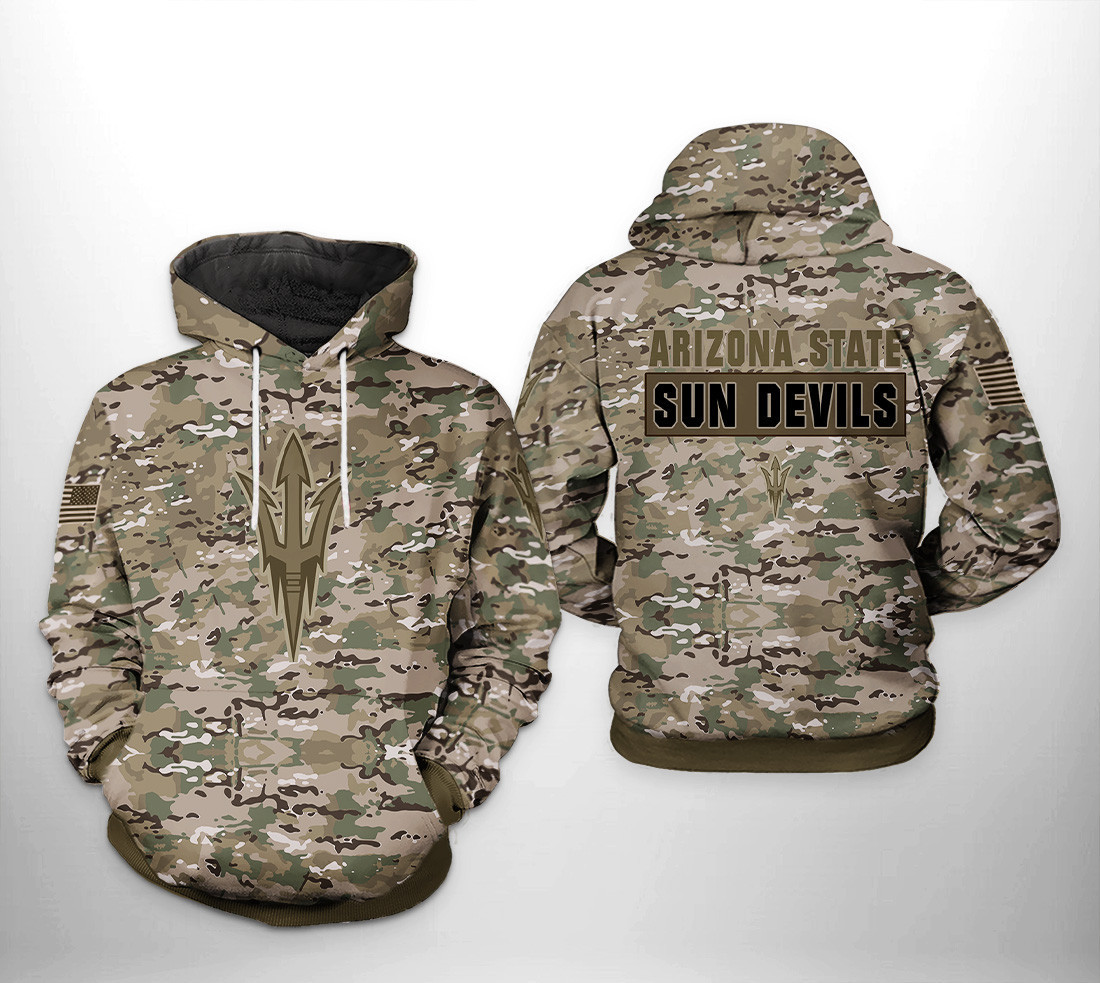Arizona State Sun Devils Camo Veteran 3D All Over Print Hoodie & Zip Hoodie