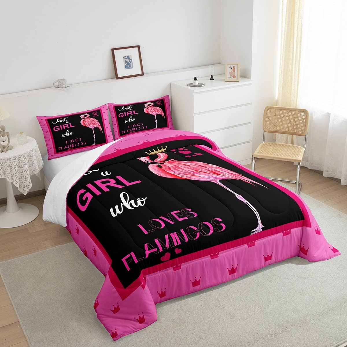 Flamingo Bedding Set Just A Girl Who Loves Flamingos Duvet Covers Black